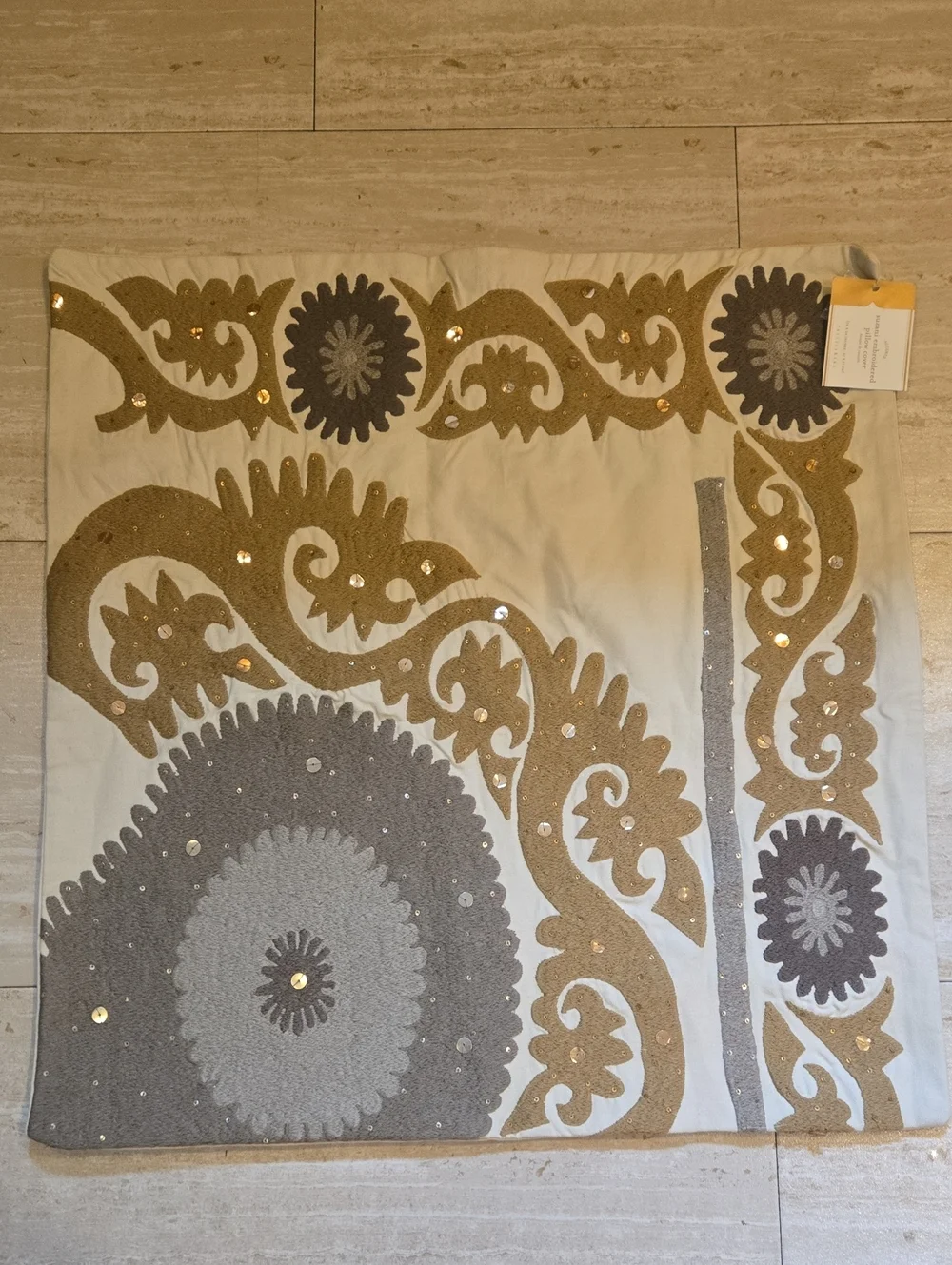 New Pottery Barn Suzani Embroidered Pillow Cover